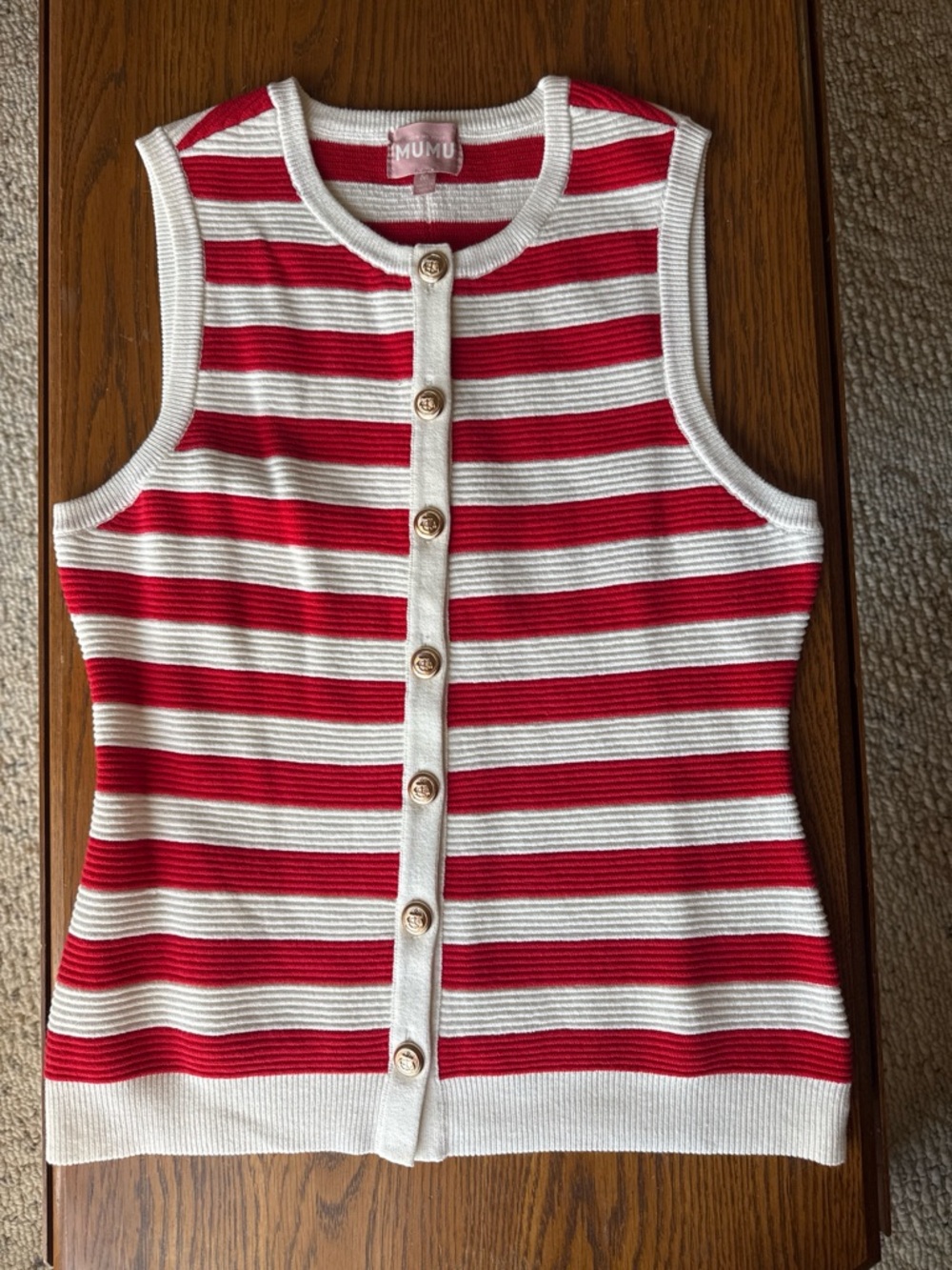 Show Me Your MuMu Red & White Striped Button-Front Tank